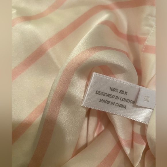 Asceno pink silk stripe pajama Pants M - Picture 5 of 5